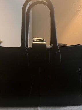 Black Structured Tote Bag with Top Handles